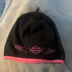 Harley-Davidson Ladies Black Beanie with Pink Trim